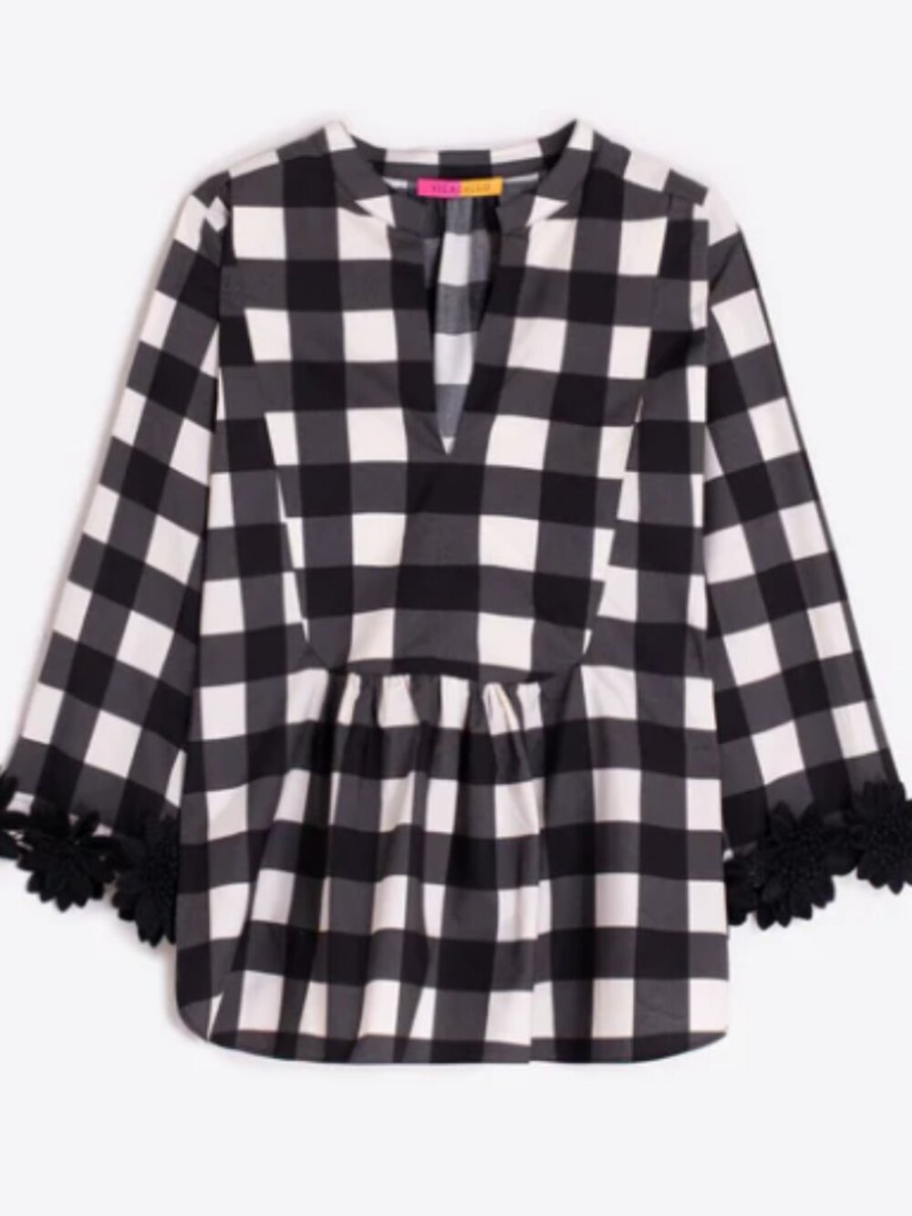 Vilagallo Black and White Gingham Top